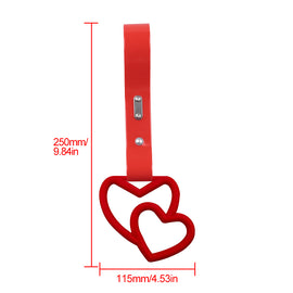 Brand New Double Love Heart Red JDM TSURIKAWA Ring Subway Train Bus Handle Red Strap Charm Drift