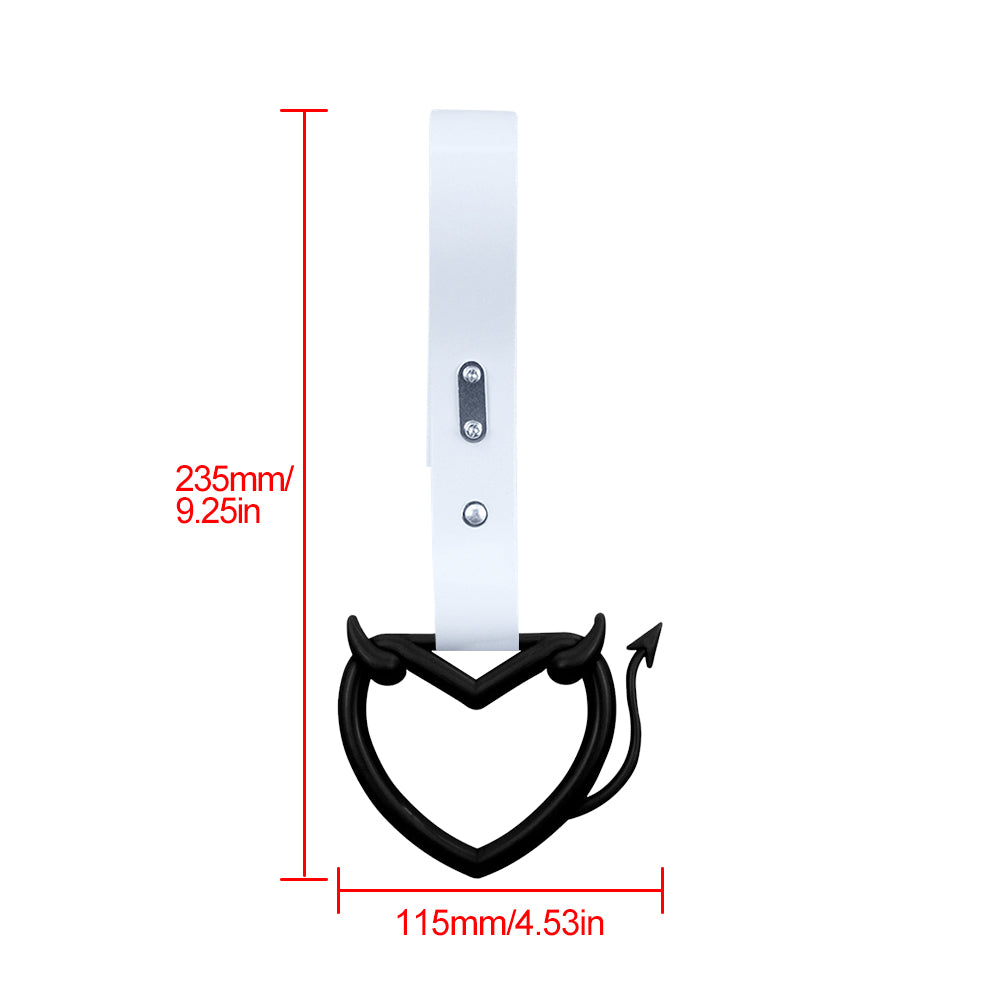 Brand New Devil Love Heart Black JDM TSURIKAWA Ring Subway Train Bus Handle White Strap Charm Drift