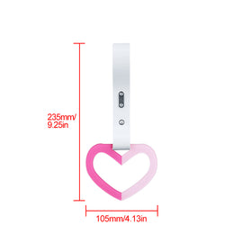 Brand New Double Color Heart Love Dark Pink JDM TSURIKAWA Ring Subway Train Bus Handle White Strap Charm Drift