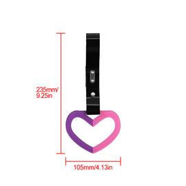 Brand New Double Color Heart Love Purple/Pink JDM TSURIKAWA Ring Subway Train Bus Handle Black Strap Charm Drift