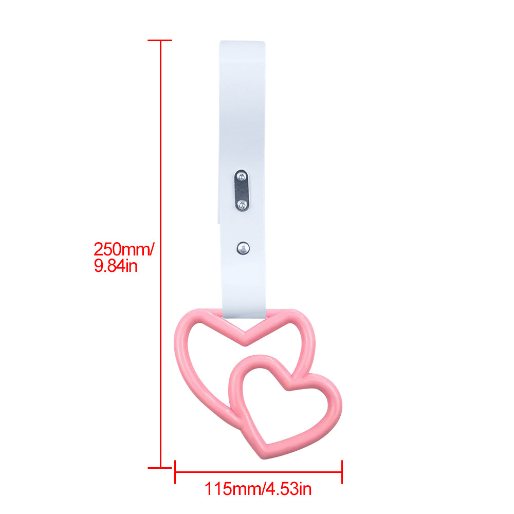 Brand New Double Love Heart Pink JDM TSURIKAWA Ring Subway Train Bus Handle White Strap Charm Drift
