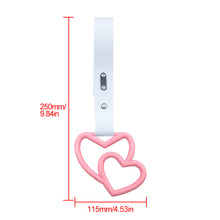 Load image into Gallery viewer, Brand New Double Love Heart Pink JDM TSURIKAWA Ring Subway Train Bus Handle White Strap Charm Drift