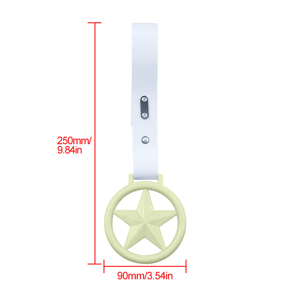Brand New Round Star Glow In The Dark Green JDM TSURIKAWA Ring Subway Train Bus Handle White Strap Charm Drift