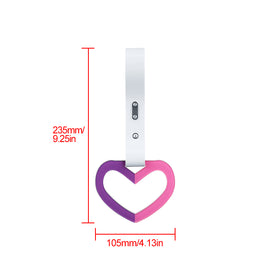 Brand New Double Color Heart Love Purple/Pink JDM TSURIKAWA Ring Subway Train Bus Handle Black Strap Charm Drift