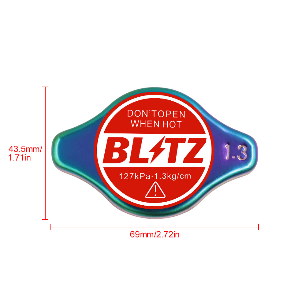 Brand New JDM 1.3bar 9mm Blitz Racing Neo Chrome Racing Cap High Pressure Radiator Cap For Universal