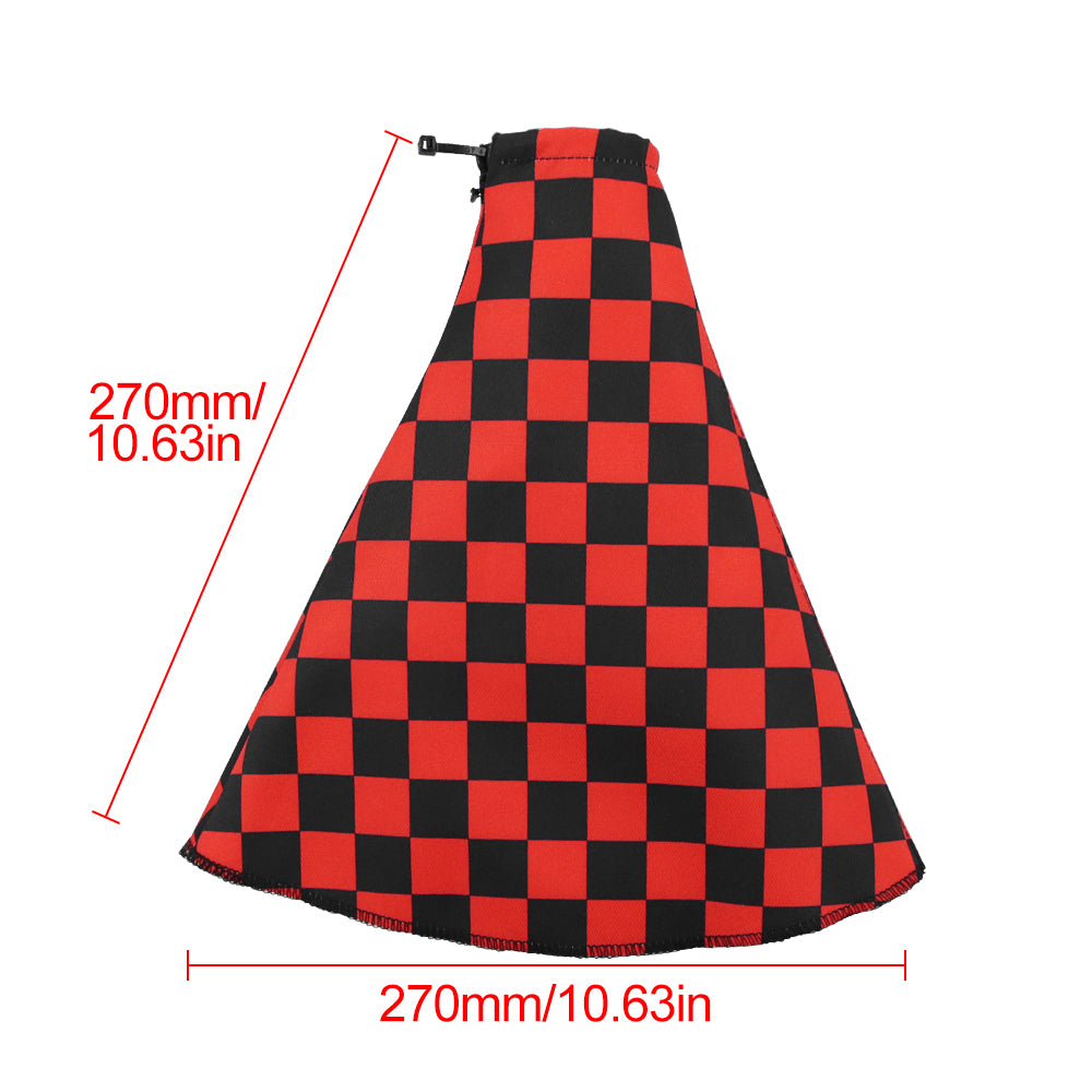 Brand New Universal Checkered Red Black Stitch Fabric Gear Manual Shifter Shift Knob Boot