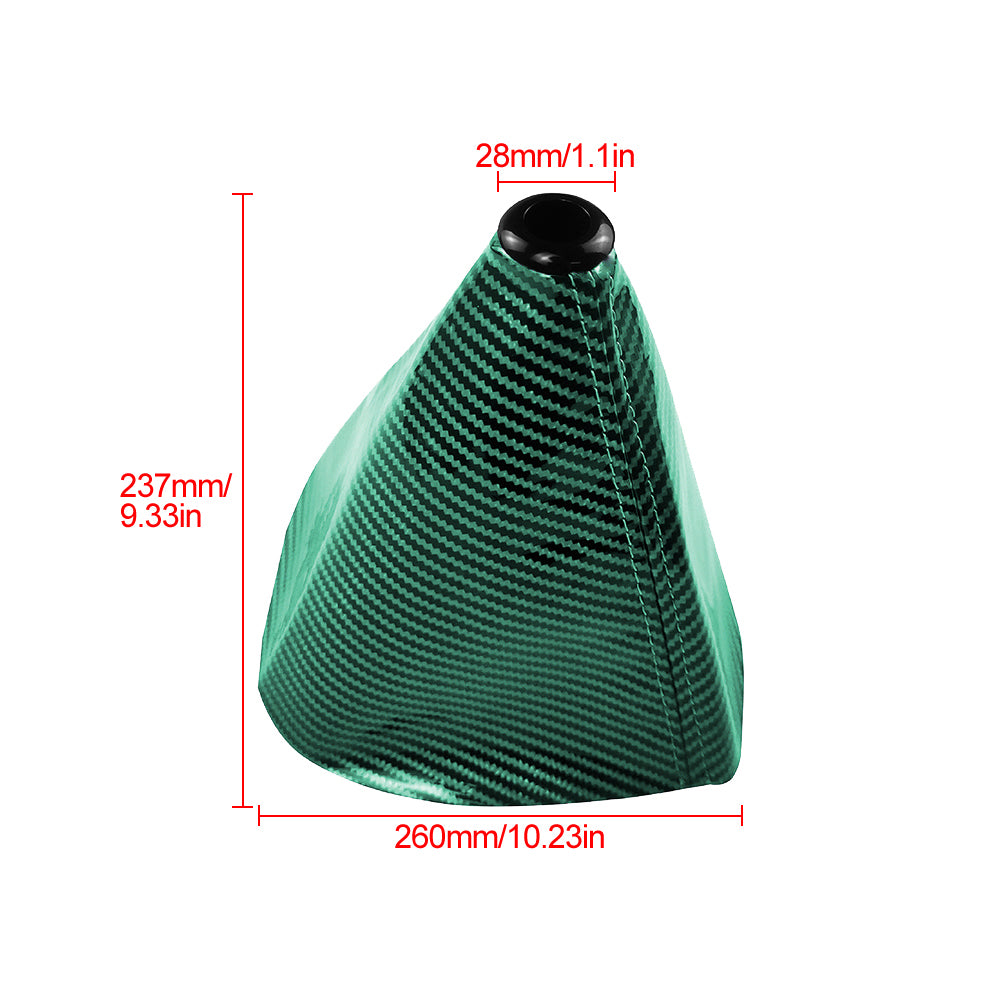 Brand New Universal GR SPORT Carbon Fiber Green Leather PVC Style Black Stitch Leather Gear Manual Shifter Shift Knob Boot