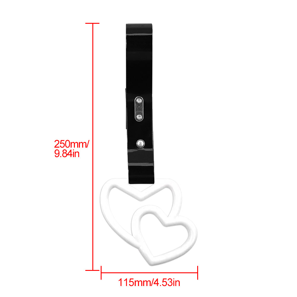 Brand New Double Love Heart White JDM TSURIKAWA Ring Subway Train Bus Handle Black Strap Charm Drift