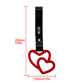 Brand New Double Love Heart Red JDM TSURIKAWA Ring Subway Train Bus Handle Black Strap Charm Drift