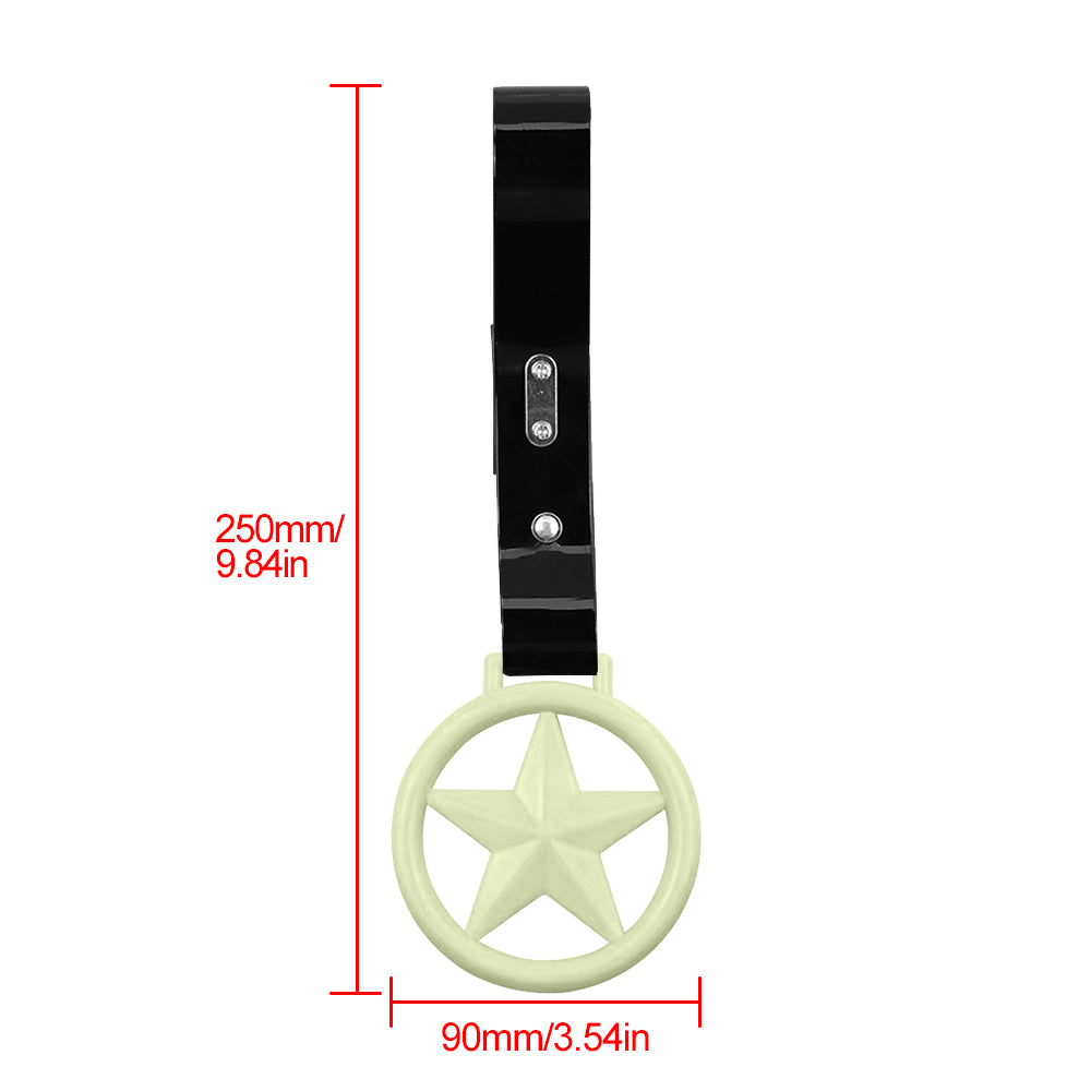 Brand New Round Star Glow In The Dark Green JDM TSURIKAWA Ring Subway Train Bus Handle Black Strap Charm Drift