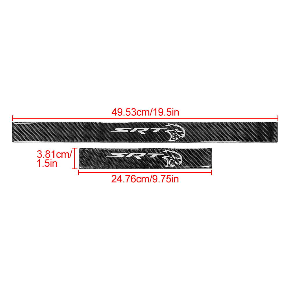 Brand New 4PCS Universal SRT Real Carbon Fiber Black Car Door Scuff Sill Cover Panel Step Protector