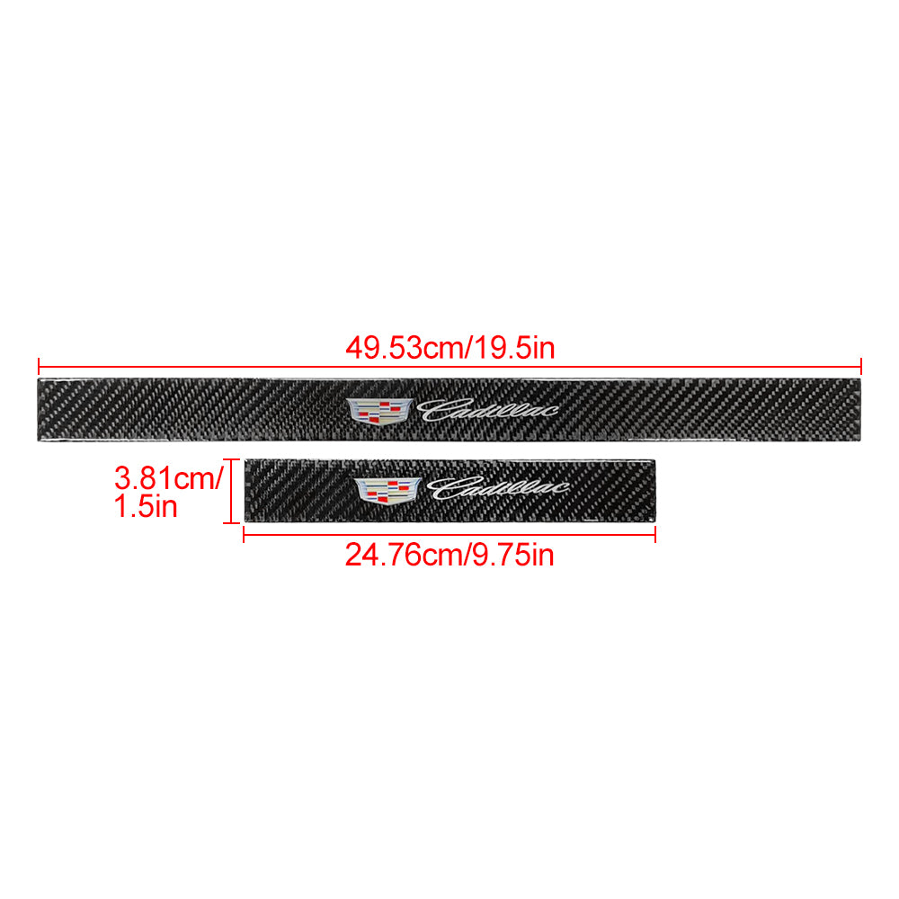 Brand New 4PCS Universal Cadillac Real Carbon Fiber Black Car Door Scuff Sill Cover Panel Step Protector