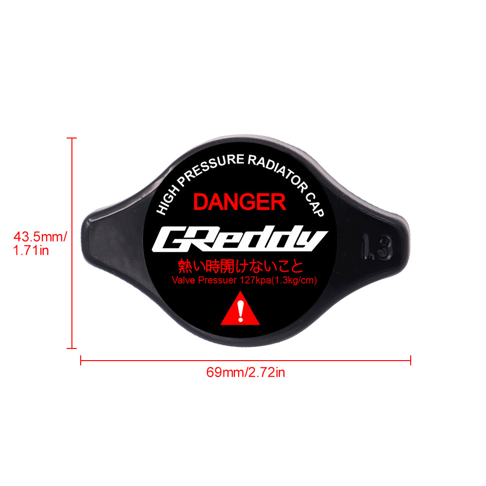 Brand New JDM 1.3bar 9mm Greddy Racing Black Racing Cap High Pressure Radiator Cap For Universal