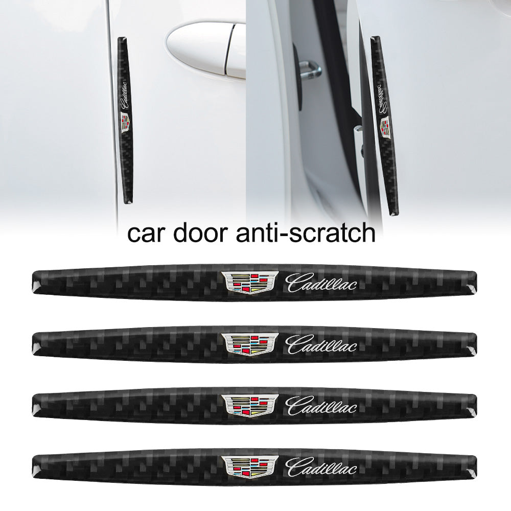 Brand New 4PCS Cadillac Real Carbon Fiber Anti Scratch Badge Car Door Handle Cover Trim