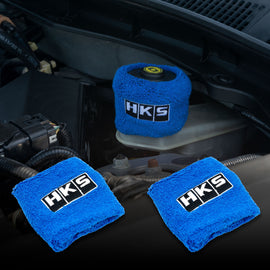 Brand New 2PCS Racing HKS Blue Car Reservoir Tank Oil Cover Sock Racing Tank Sock