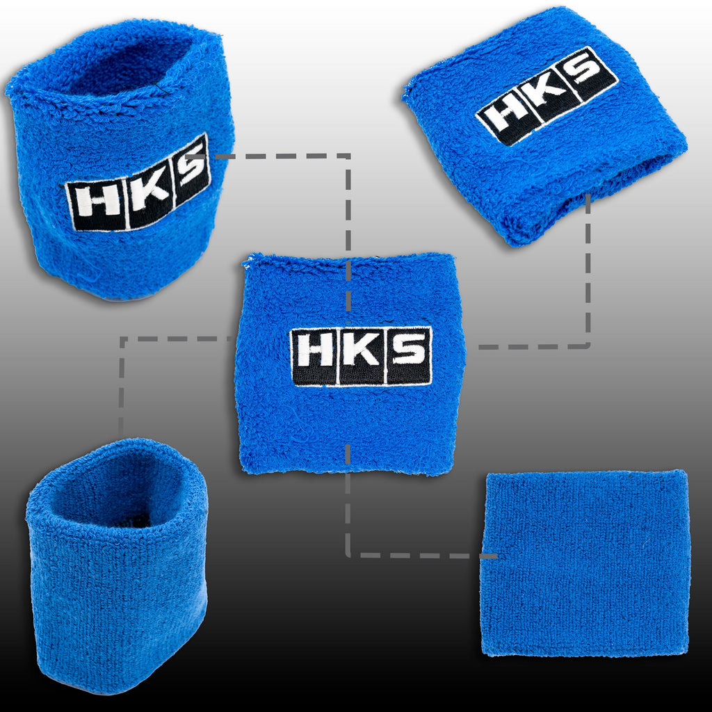 Brand New 2PCS Racing HKS Blue Car Reservoir Tank Oil Cover Sock Racing Tank Sock
