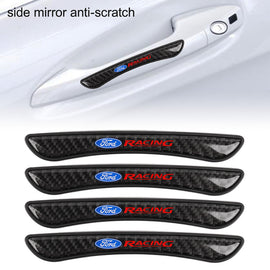 Brand New 4PCS Ford Racing Real Carbon Fiber Anti Scratch Badge Car Door Handle Cover Trim