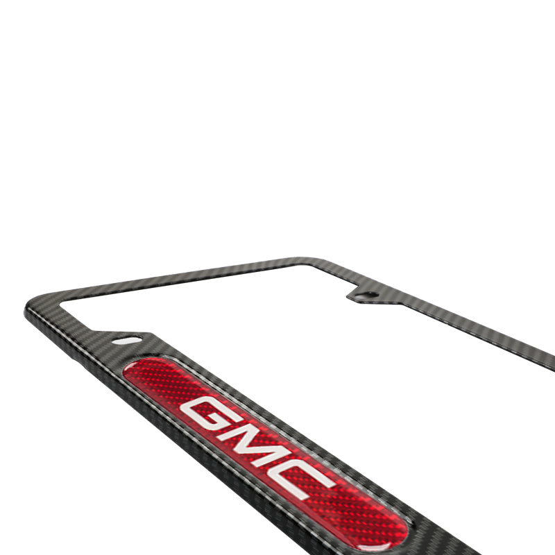 Brand New Universal 1PCS GMC Carbon Fiber Look Metal License Plate Frame