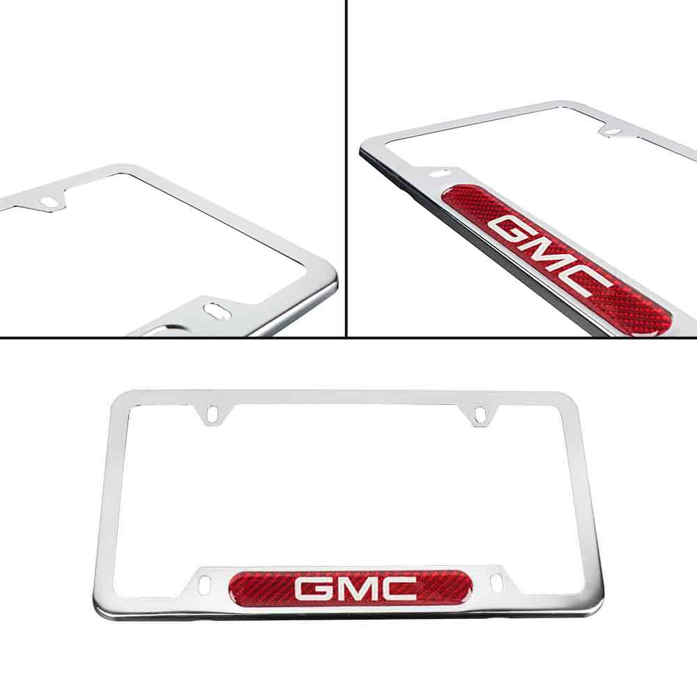 Brand New Universal 1PCS GMC Chrome Metal License Plate Frame