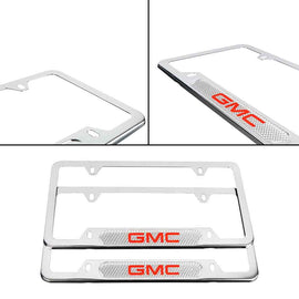 Brand New Universal 2PCS GMC Chrome Metal License Plate Frame