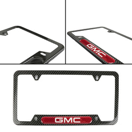 Brand New Universal 1PCS GMC Carbon Fiber Look Metal License Plate Frame