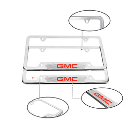 Brand New Universal 2PCS GMC Chrome Metal License Plate Frame