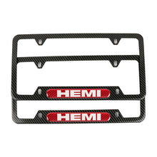 Load image into Gallery viewer, Brand New Universal 2PCS HEMI Carbon Fiber Look Metal License Plate Frame
