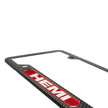 Load image into Gallery viewer, Brand New Universal 2PCS HEMI Carbon Fiber Look Metal License Plate Frame