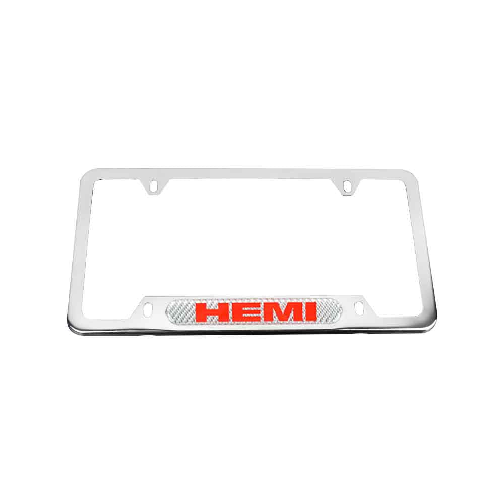 Brand New Universal 2PCS HEMI Chrome Metal License Plate Frame