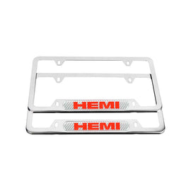 Brand New Universal 2PCS HEMI Chrome Metal License Plate Frame