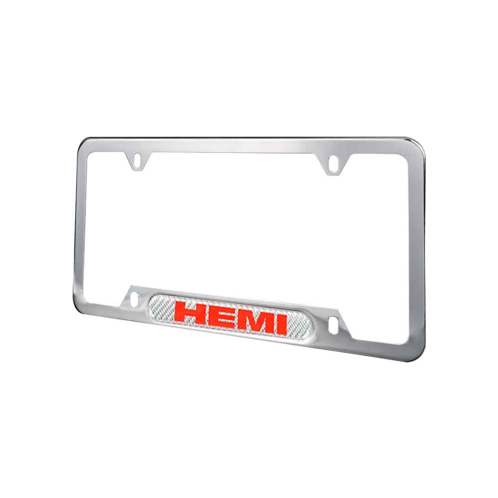 Brand New Universal 2PCS HEMI Chrome Metal License Plate Frame