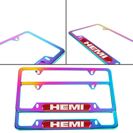 Brand New Universal 2PCS HEMI Neo Chrome Metal License Plate Frame