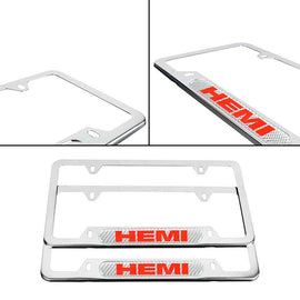 Brand New Universal 2PCS HEMI Chrome Metal License Plate Frame