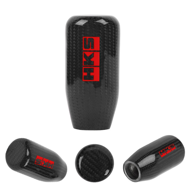 Brand New Universal V5 HKS Black Real Carbon Fiber Car Gear Stick Shift Knob For MT Manual M12 M10 M8