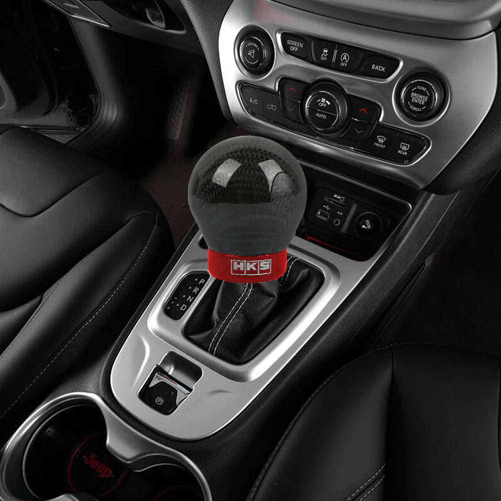 Brand New HKS Universal Real Carbon Fiber Round Ball Manual Car Racing Gear Shift Knob Shifter M12 M10 M8