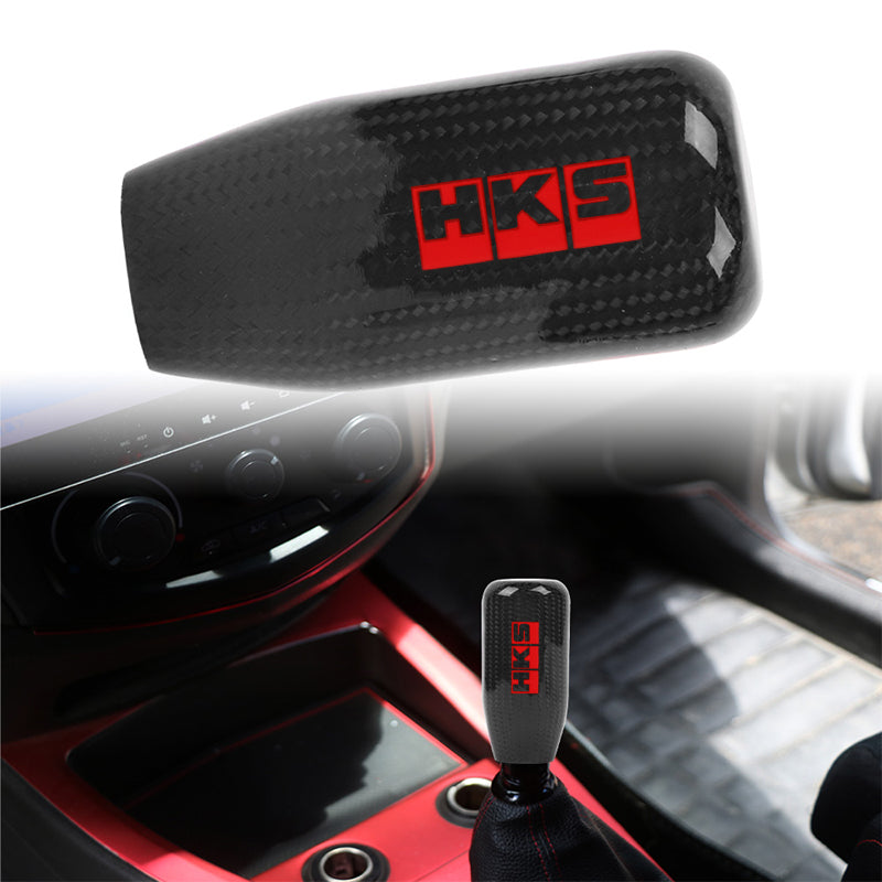Brand New Universal V5 HKS Black Real Carbon Fiber Car Gear Stick Shift Knob For MT Manual M12 M10 M8
