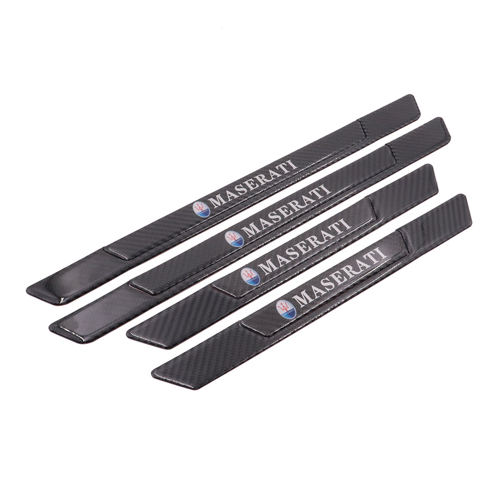 Brand New 4PCS Universal Maserati Real Carbon Fiber Black Car Door Scuff Sill Cover Panel Step Protector