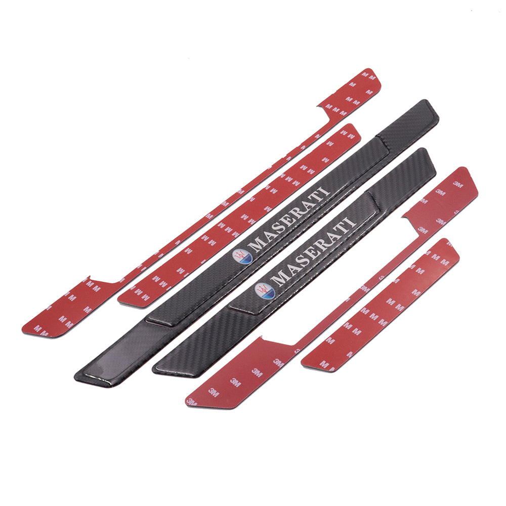 Brand New 4PCS Universal Maserati Real Carbon Fiber Black Car Door Scuff Sill Cover Panel Step Protector