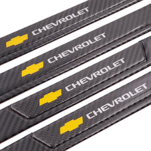 Load image into Gallery viewer, Brand New 4PCS Universal Chevrolet Real Carbon Fiber Black Car Door Scuff Sill Cover Panel Step Protector