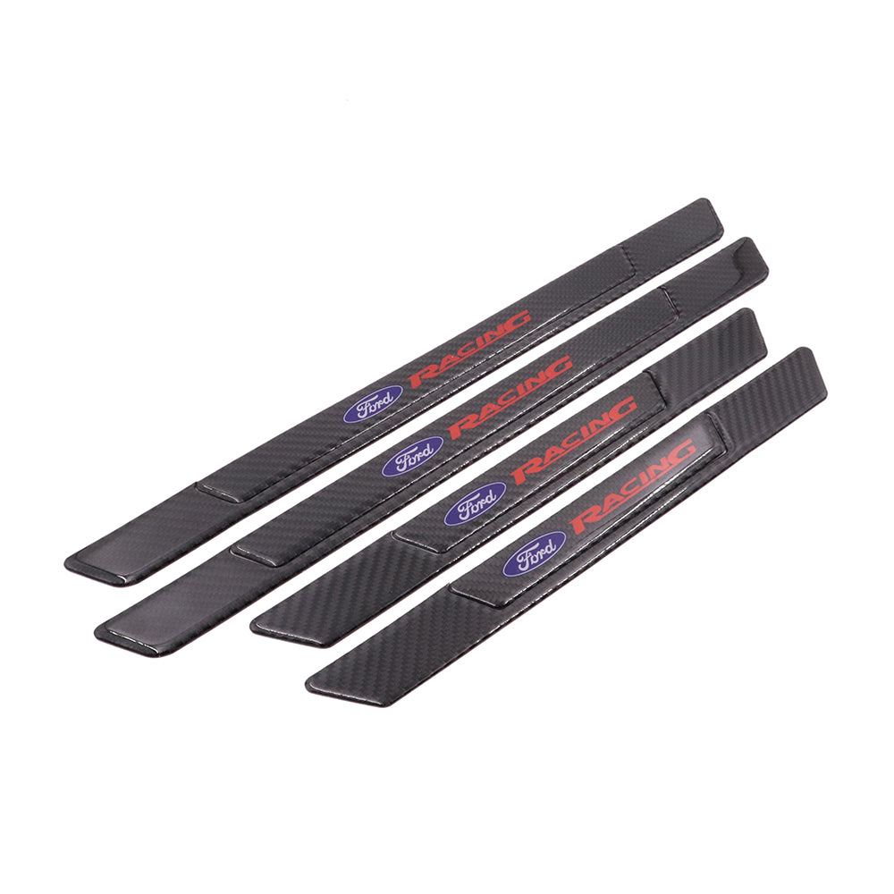 Brand New 4PCS Universal Ford Racing Real Carbon Fiber Black Car Door Scuff Sill Cover Panel Step Protector