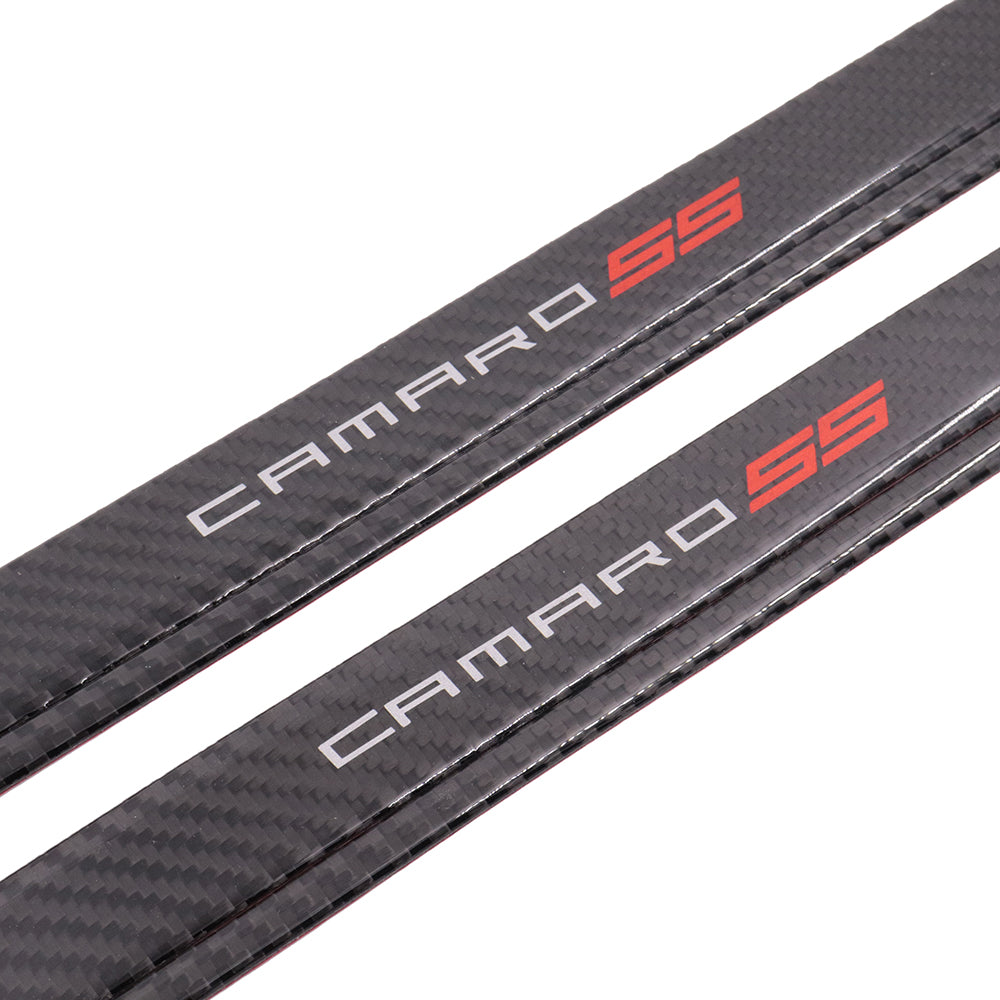Brand New 2PCS Universal Chevrolet CAMARO SS Real Carbon Fiber Black Car Door Scuff Sill Cover Panel Step Protector