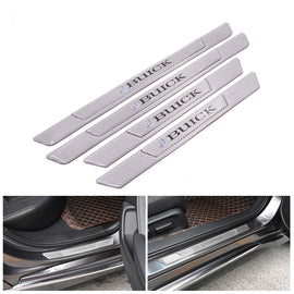 Brand New 4PCS Universal Buick Real Carbon Fiber Silver Car Door Scuff Sill Cover Panel Step Protector