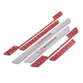 Brand New 4PCS Universal Dodge Real Carbon Fiber Silver Car Door Scuff Sill Cover Panel Step Protector