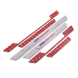 Brand New 4PCS Universal Ford Racing Real Carbon Fiber Silver Car Door Scuff Sill Cover Panel Step Protector