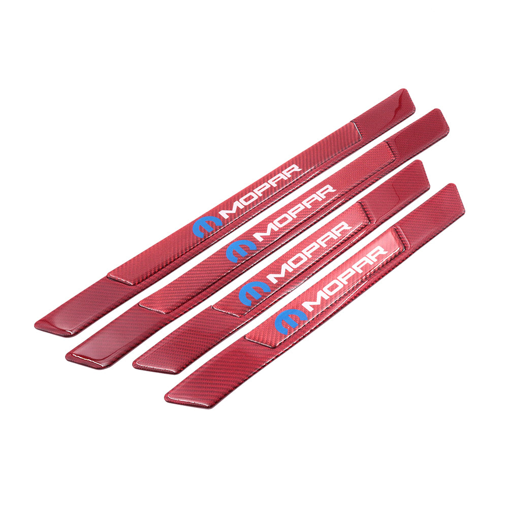 Brand New 4PCS Universal Mopar Real Carbon Fiber Red Car Door Scuff Sill Cover Panel Step Protector