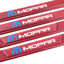 Load image into Gallery viewer, Brand New 4PCS Universal Mopar Real Carbon Fiber Red Car Door Scuff Sill Cover Panel Step Protector
