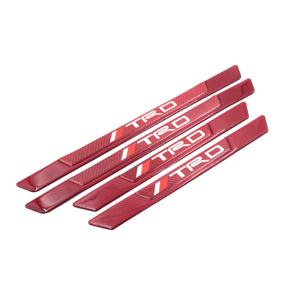 Brand New 4PCS Universal TRD Real Carbon Fiber Red Car Door Scuff Sill Cover Panel Step Protector