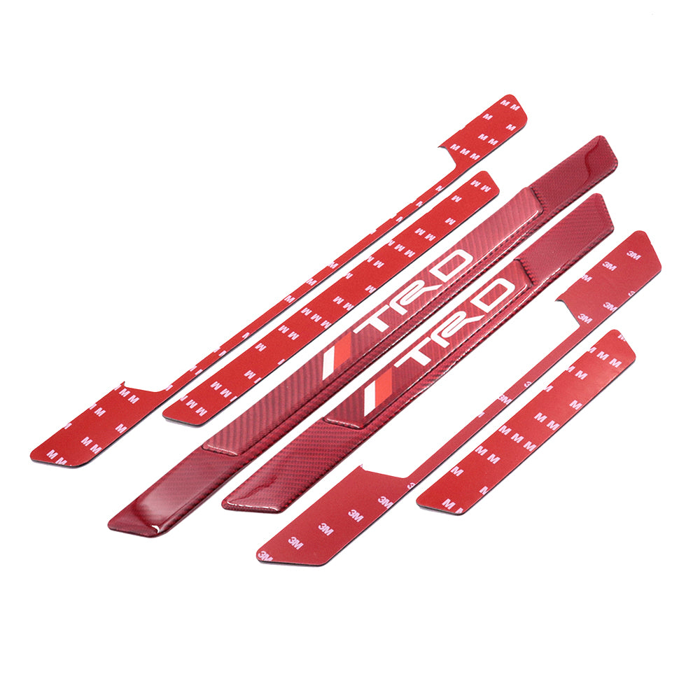 Brand New 4PCS Universal TRD Real Carbon Fiber Red Car Door Scuff Sill Cover Panel Step Protector