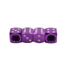 Load image into Gallery viewer, Brand New 4PCS Purple Dice Tire/Wheel Stem Air Valve CAPS Covers Set Universal Fitment