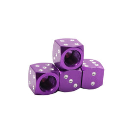 Brand New 4PCS Purple Dice Tire/Wheel Stem Air Valve CAPS Covers Set Universal Fitment